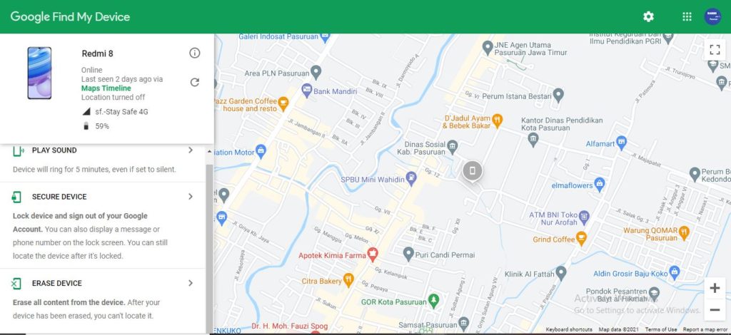 how to find android lost by find my device