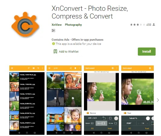 XN View Mobile Version features complete enough to compress photos