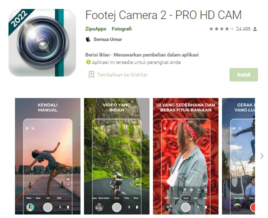 Footej Camera android bisa di bilang mirip dengan iPhone